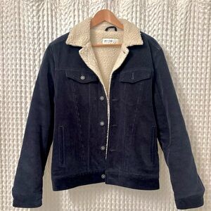 Navy Corduroy Jacket with Cream Lining
